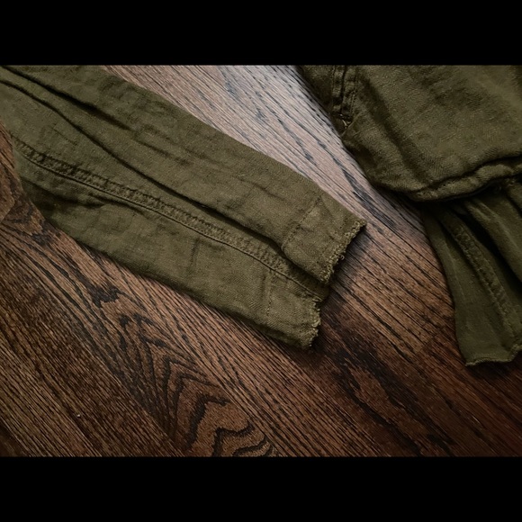 Linen olive green military inspired boho jacket - Picture 9 of 15